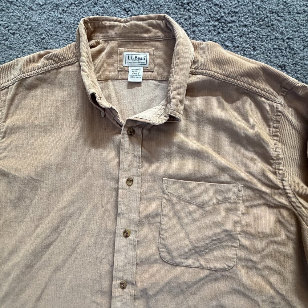 L.L.Bean Classic Fit Corduroy Shirt Men's XL Tall in Camel Color-Very Good Cond. - Picture 6 of 13